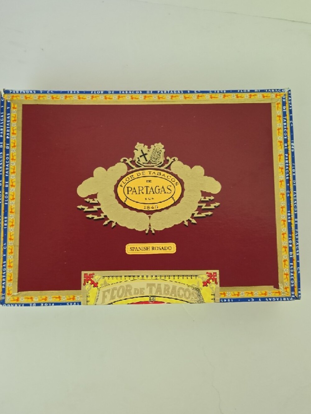 Vintage Partagas Floral de Tabaco Empty Cigar Box Spanish Rosado